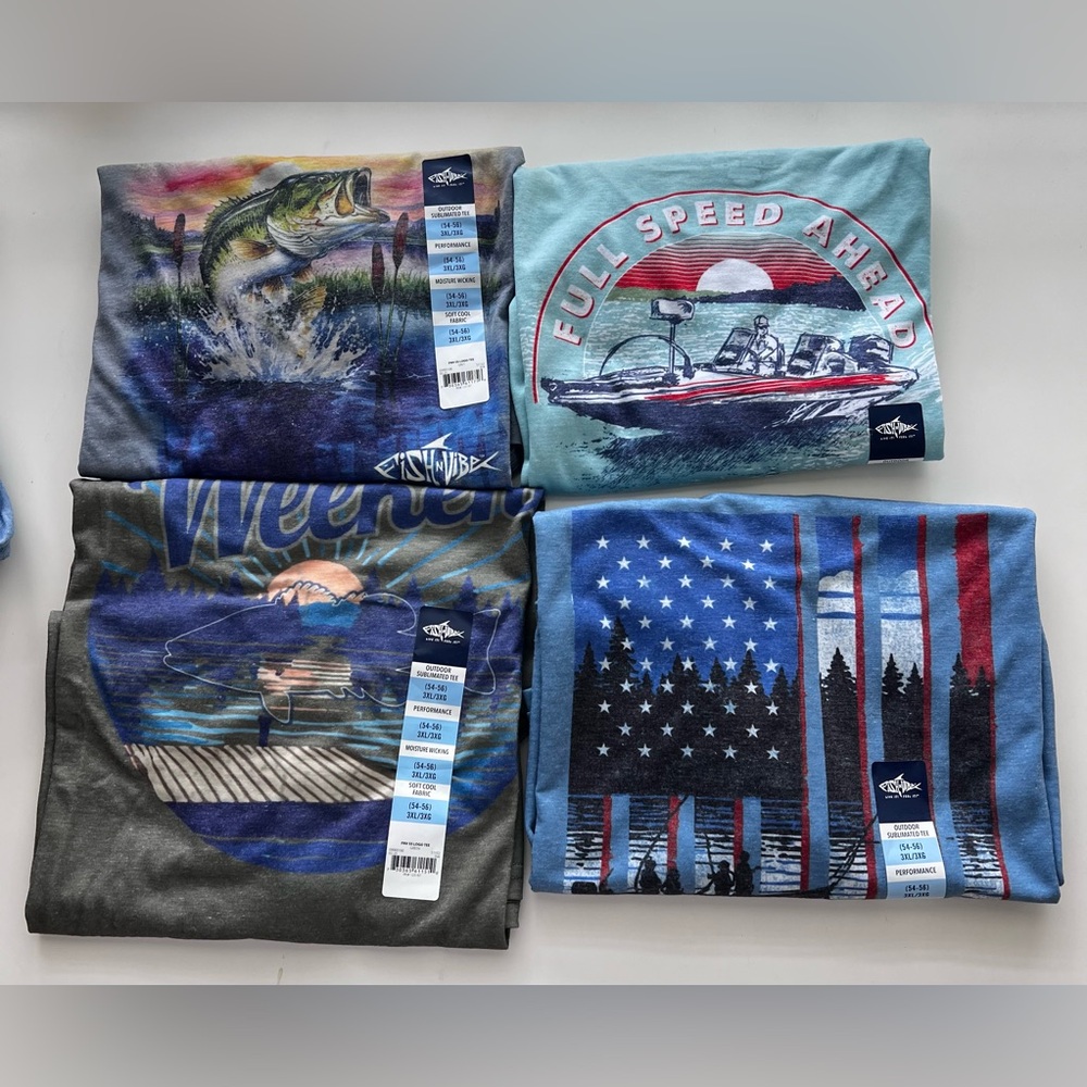 Fish n Vibe MEN fish graphic tee shirt short sleeve Performance 3XL lot